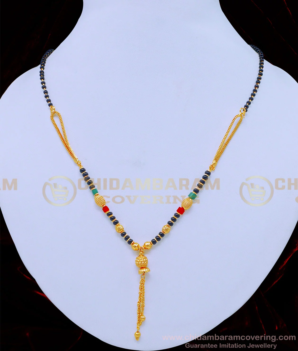 Buy Gold Plated Red and Green Crystal Modern Mangalsutra Design ...