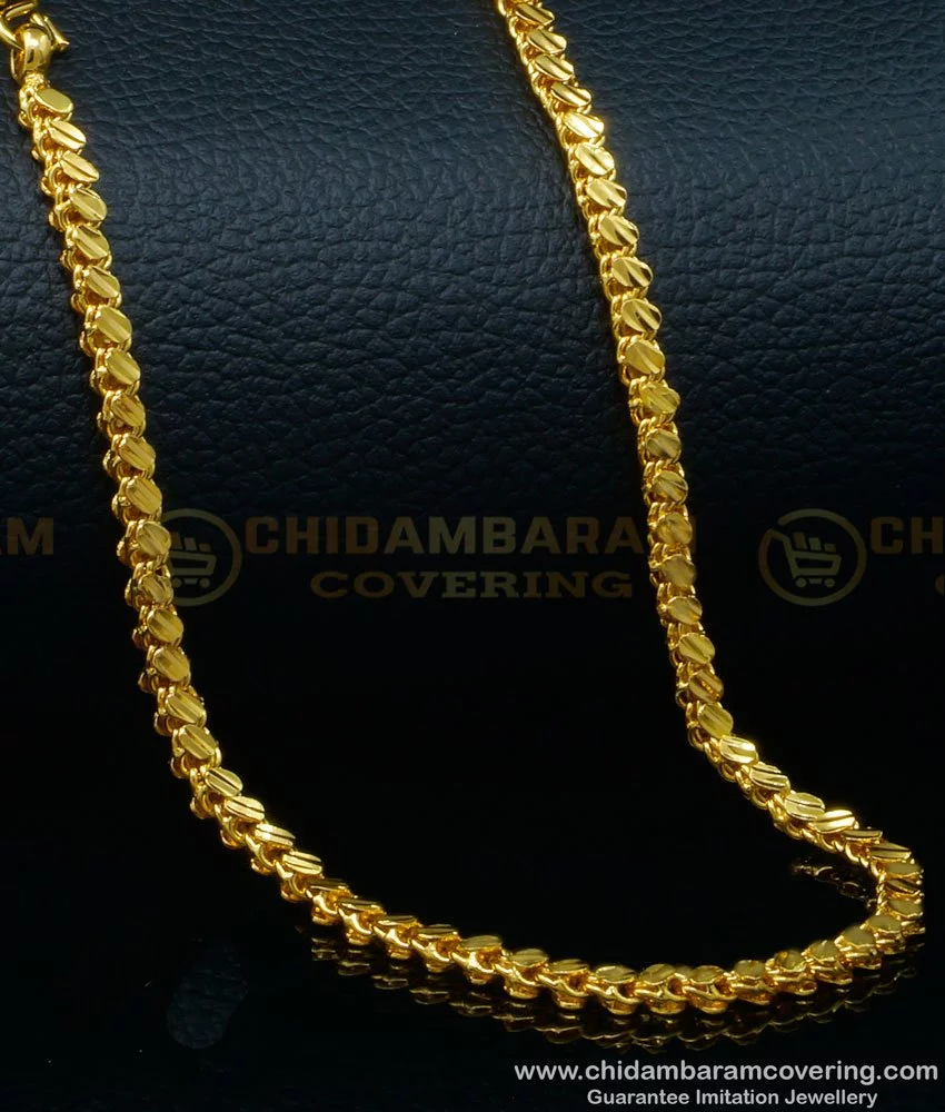 Buy One Gram Gold Oval Cutting Gold Chain Design for Regular Use