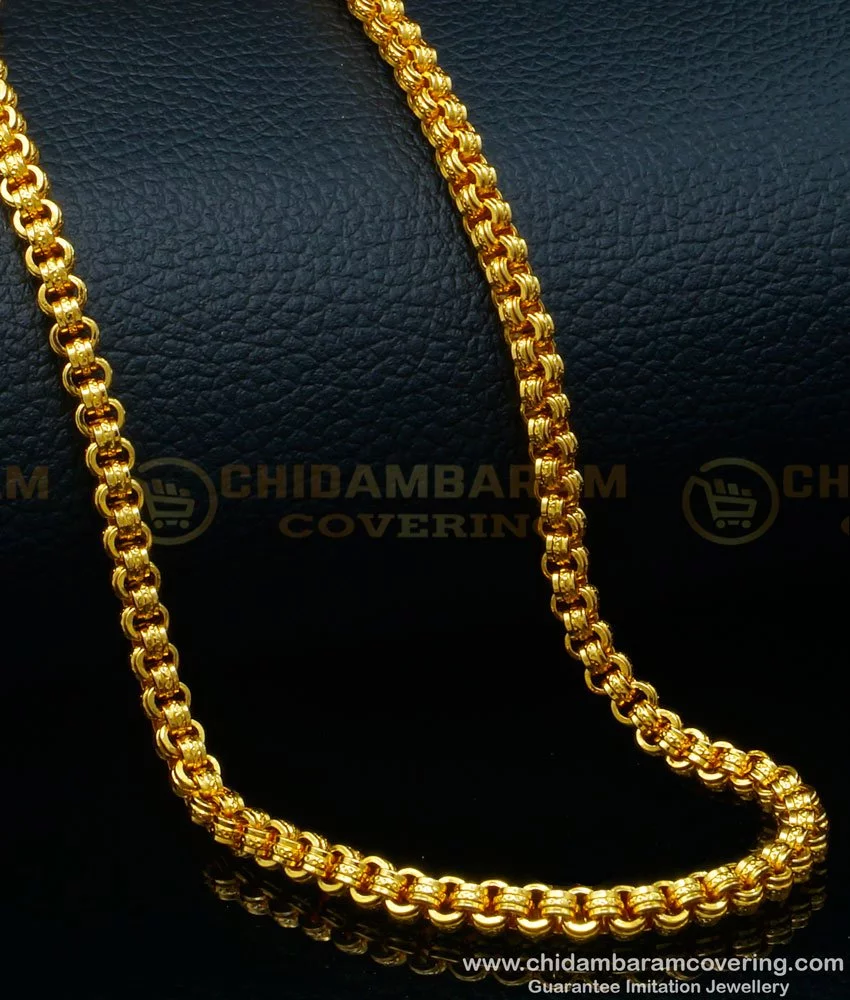 Buy Real Gold Design 1 Gram Gold Daily Wear Short Link Chain for Men