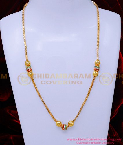 SHN147 - Latest Collections Stone Mugappu 1 Gram Gold Plated Chain