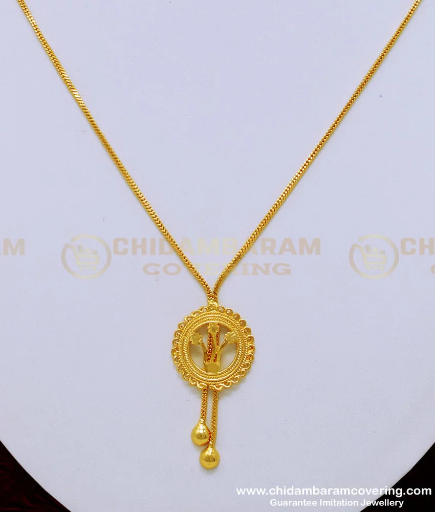 Gold Plated Locket Brass Pendant Designer Imitation Jewellery Necklace &  Chain For Girls & Women Design A-01 Combo of 2