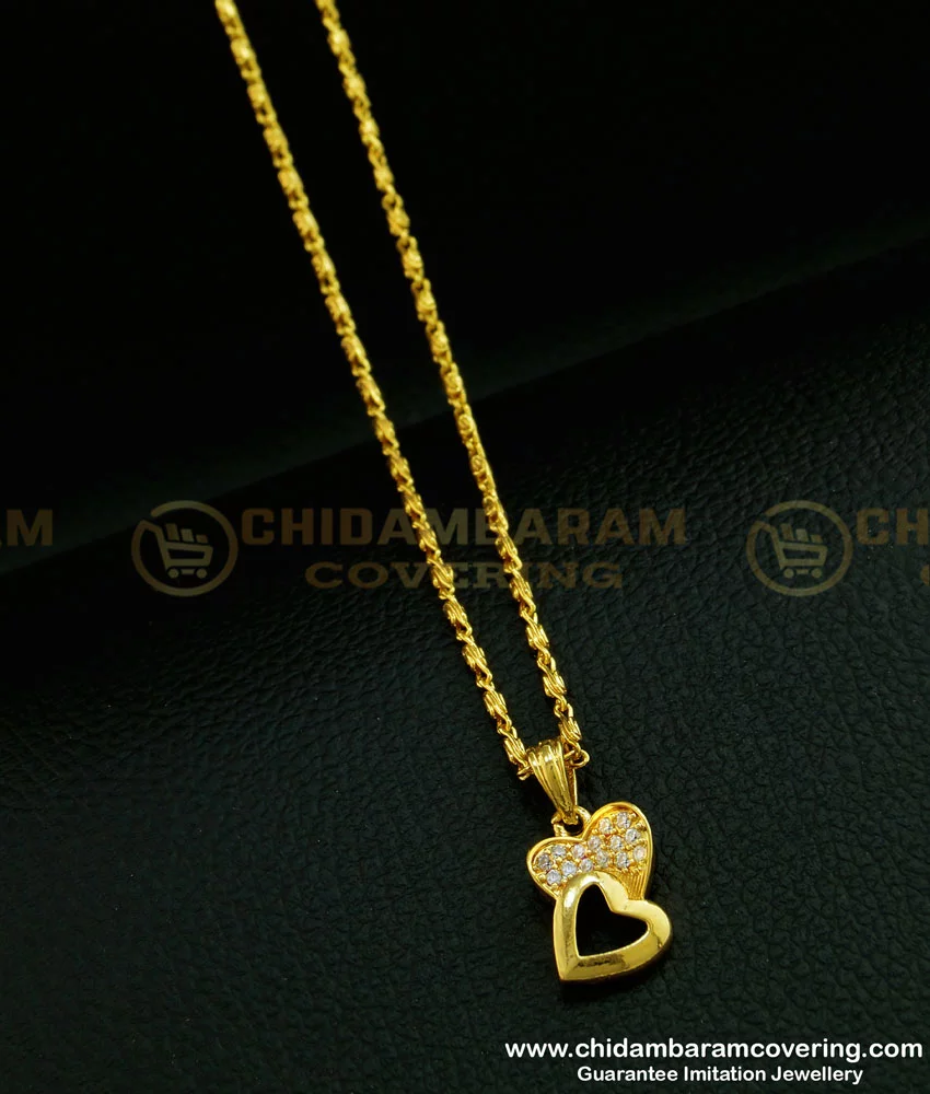 24K Gold Plated Silver Double Heart Necklace with Personalized Initials -  (Victorian Script), Jewish Jewelry | Judaica Web Store