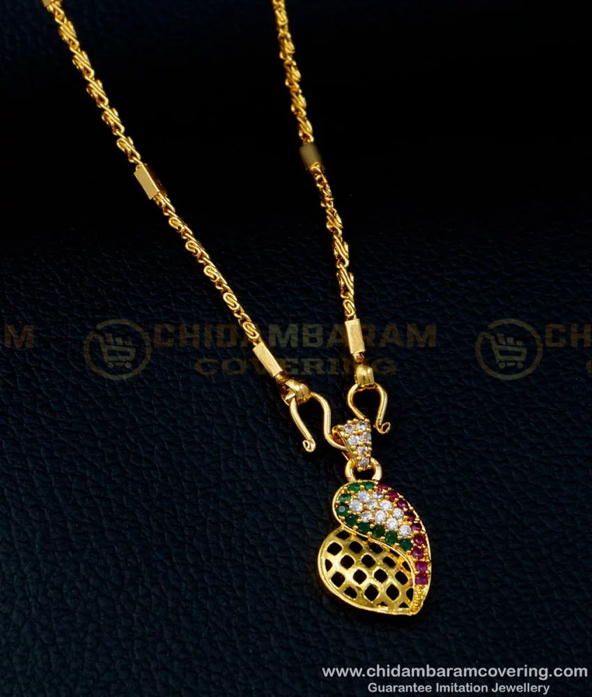 Buy Unique Heart Design American Diamond Stone Locket Chain for Girls