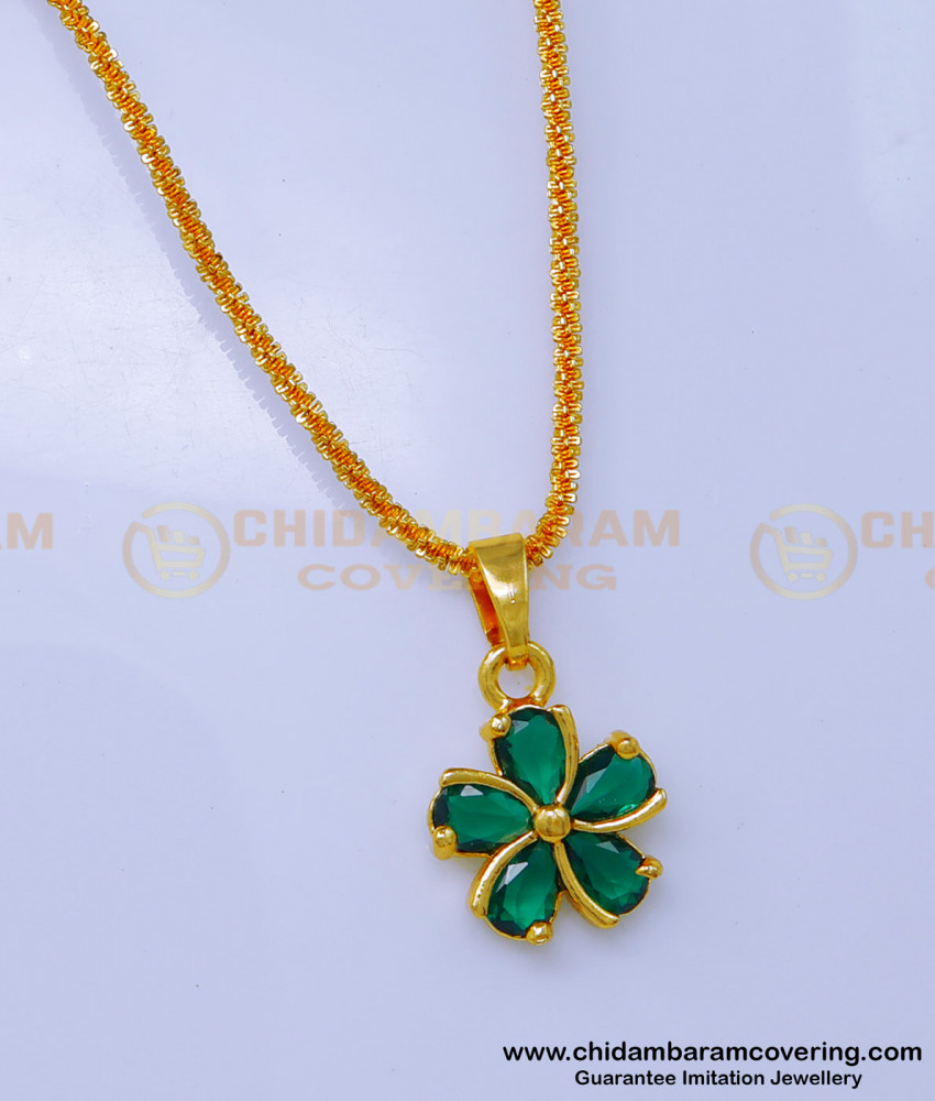 gold plated chain with guarantee, gold plated pendant chain, single stone pendant, black stone pendant, emerald pendant, small chain with pendant