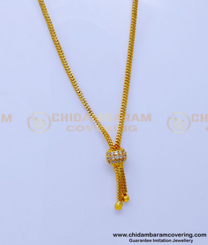 SCHN500 - White Stone Ball Pendant Gold Model with Short Chain