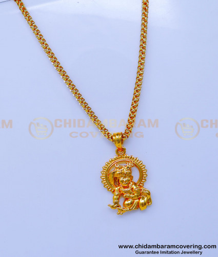 SCHN505 - Gold Plated Daily Use Krishna Locket with Short Chain