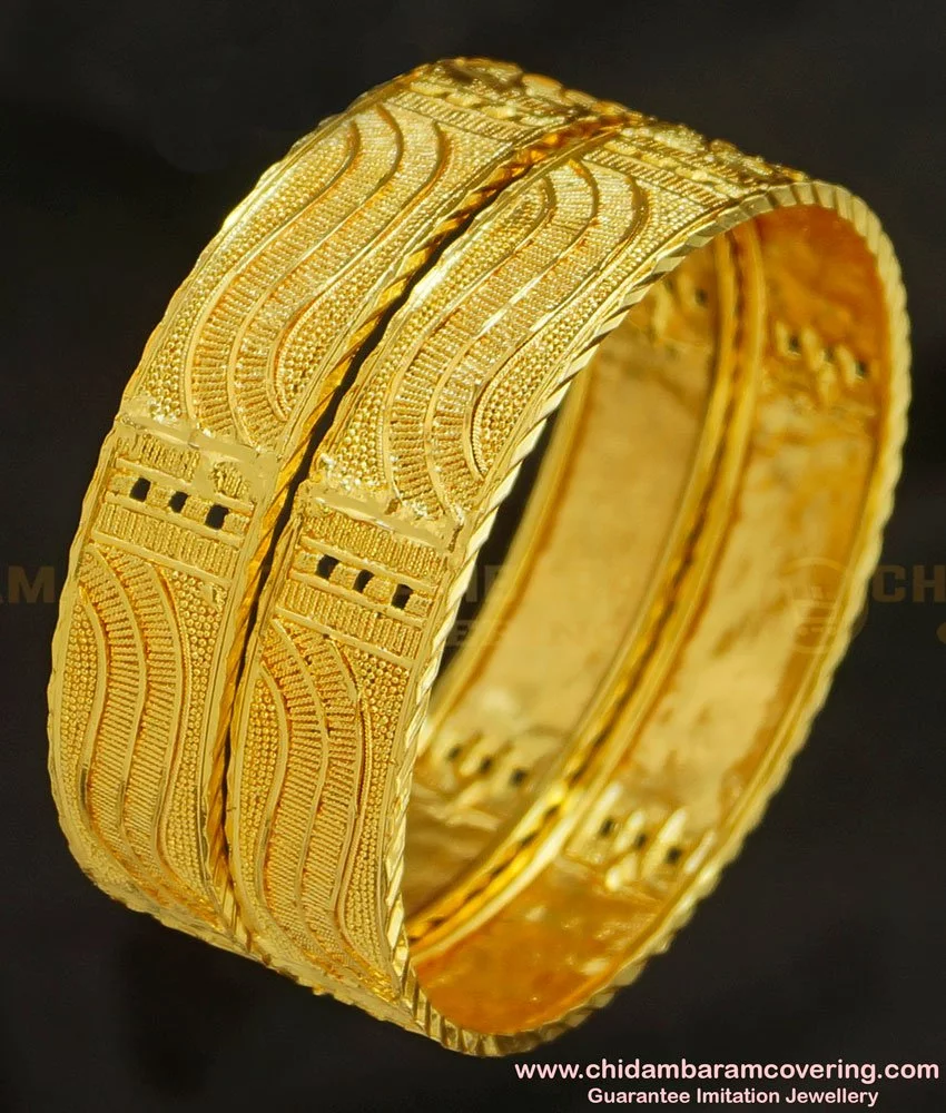 Gold plated Broad Bangles Set of 2 bangles 8509B – Griiham