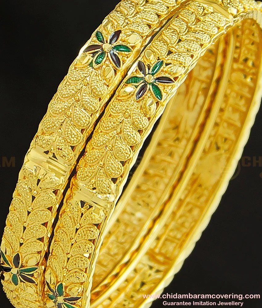 Gold bangles sale with enamel