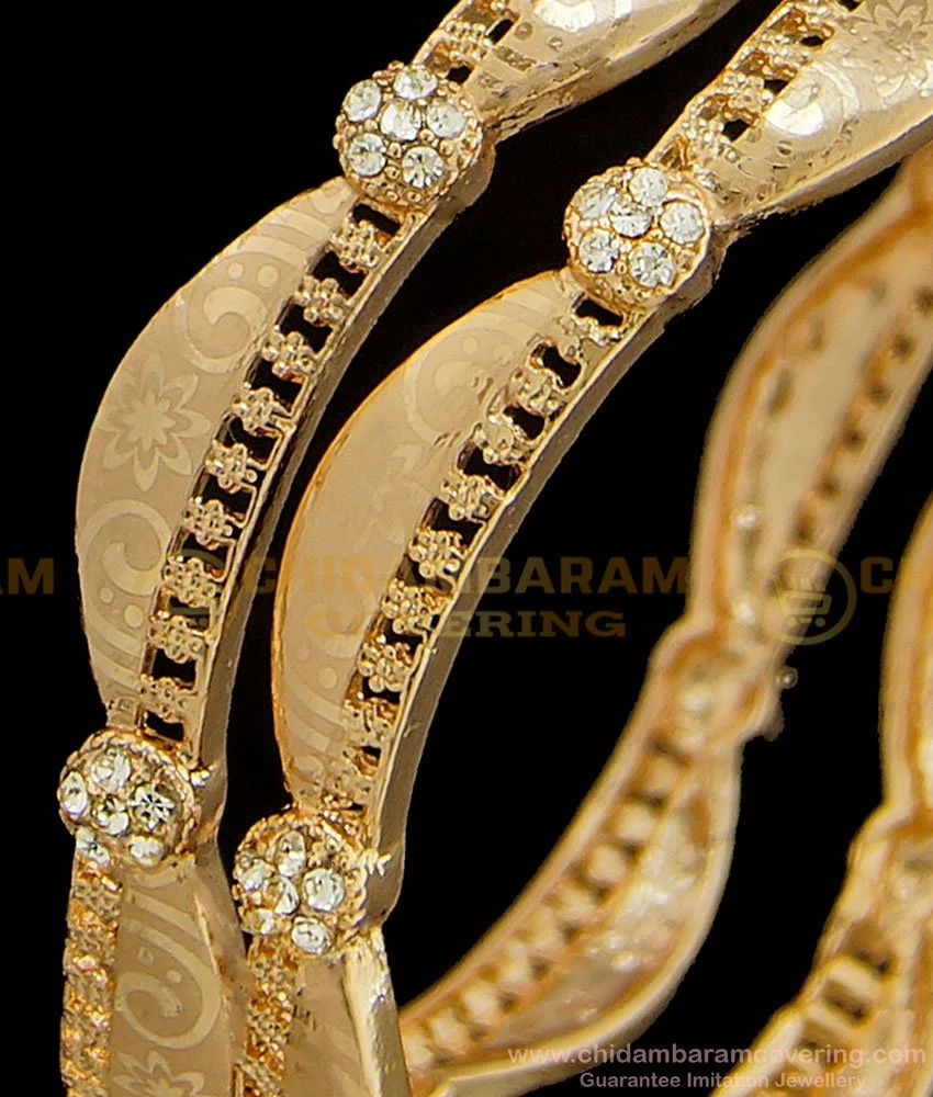 Buy Beautiful Party Wear Rose Gold Finish White Stone Fancy Bangles  Imitation Jewellery