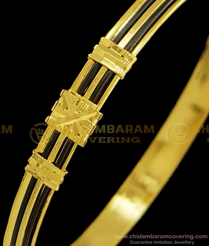 bng387 2.4 size kerala style gold plated anaval bangles single bracelet elephant hair black bangle for girls 2