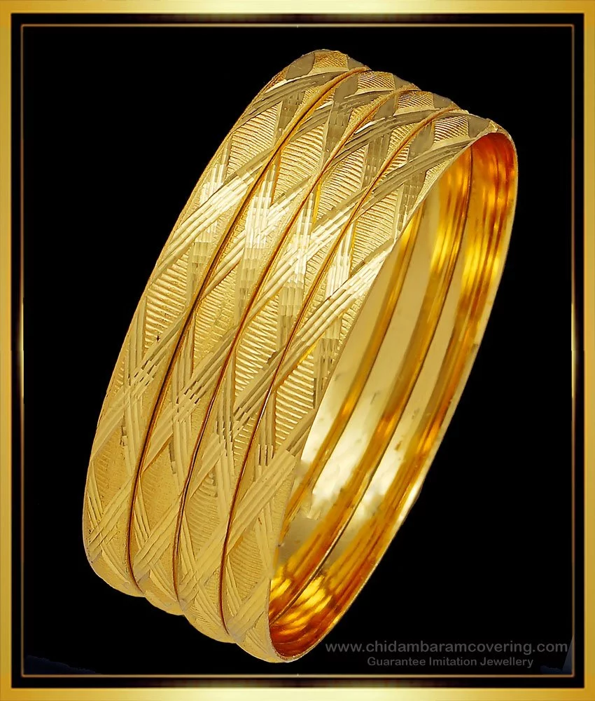 Buy Fancy Gold Bangles Design Daily Wear Diamond Cut Set Of 4 ...