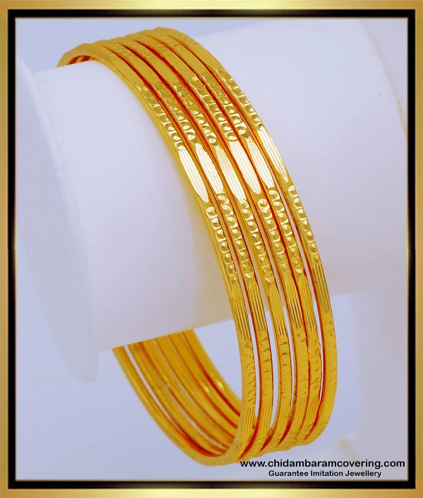 Buy 1 Gram Gold Plain Thin Light Weight Daily Wear Gold Bangles Design for  Kids