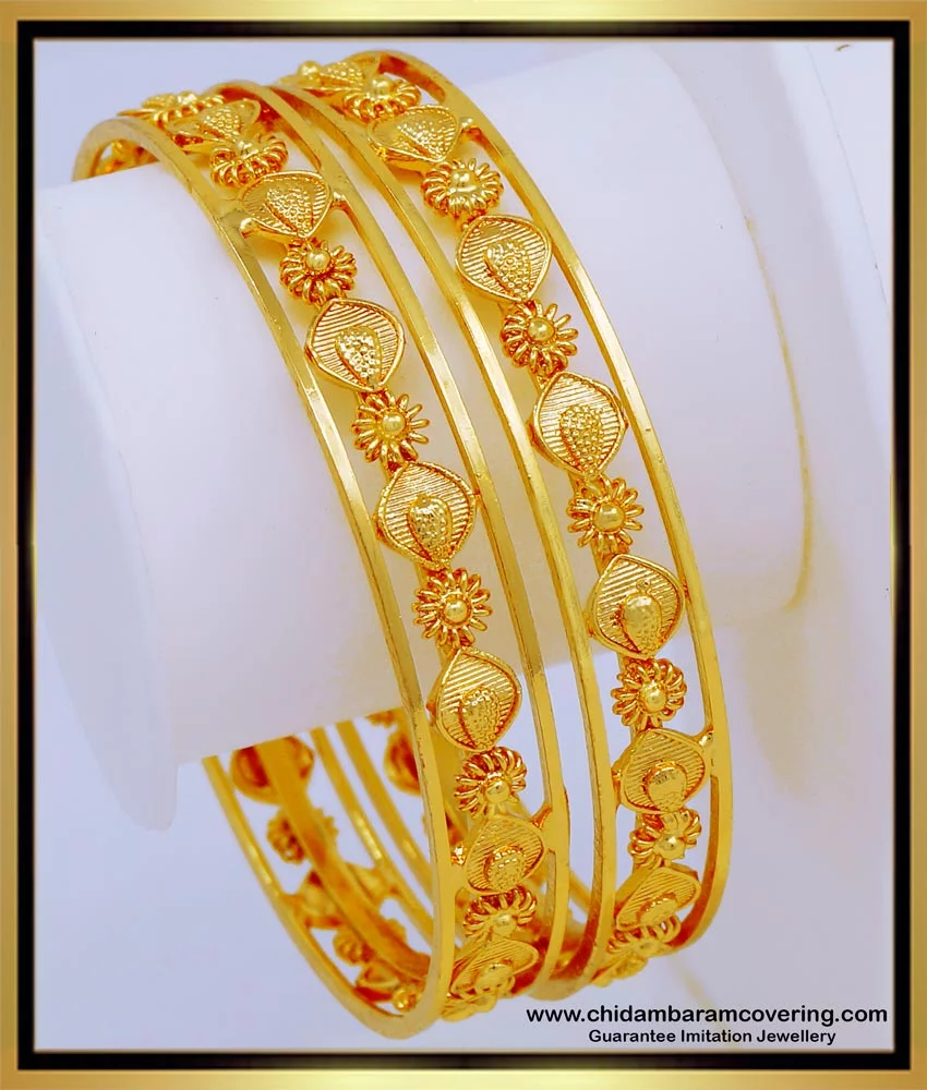 Buy New Gold Model Bangles Collection Flower Design 1 Gram Gold ...