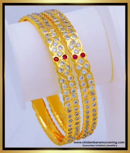 bng648 2.8 beautiful look impon gold stone bangles design 1