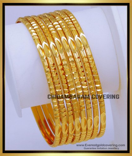 BNG822 - 2.6 Traditional Gold Design Thin Set Of 8 Bangles Online