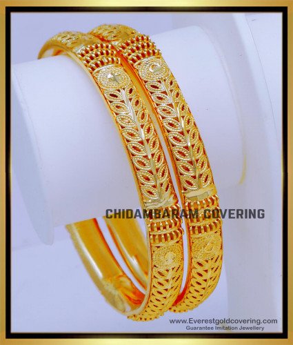BNG823 - 2.8 Size Gold Pattern Gold Plated Bangles for Daily Use