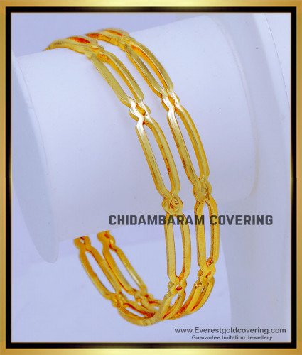 BNG828 - 2.6 Traditional Gold Model Plain Impon Bangles Design