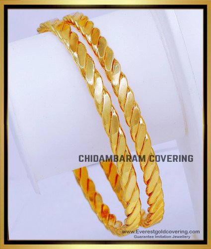 BNG860 - 2.6 Impon Plain Simple Gold Bangles Designs for Daily Use