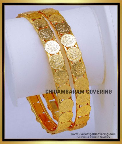 BNG861 - 2.10 Gold Plated Daily Use Lakshmi Kasu Bangle Designs