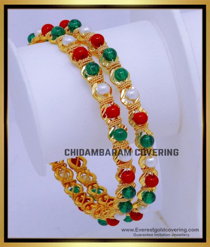 BNG883 - 2.8 Latest Gold Plated Colorful Beads Bangles for Women