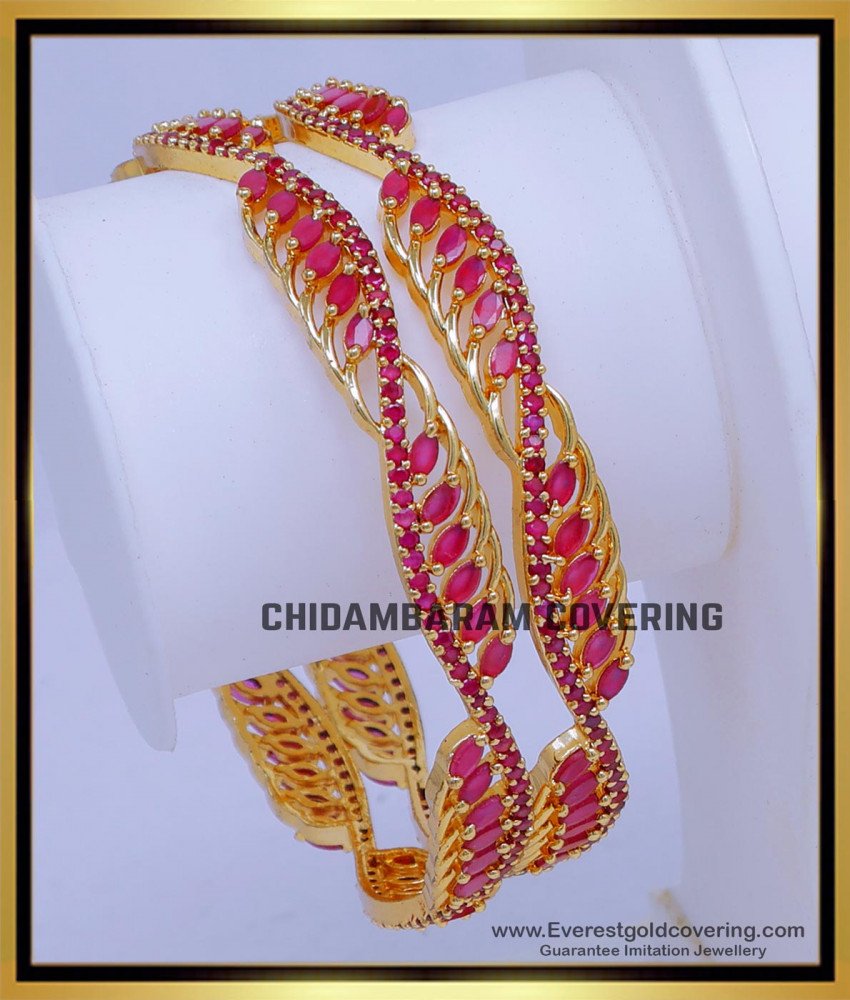 Gold Plated Ruby Stone Bangles