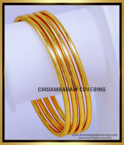 BNG890 - 2.8 Pure Impon Plain Gold Bangles Designs Daily Wear