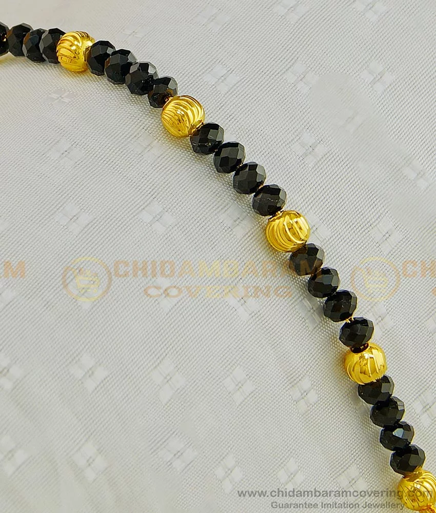 Black Bead Gold Bead Bangles - South India Jewels