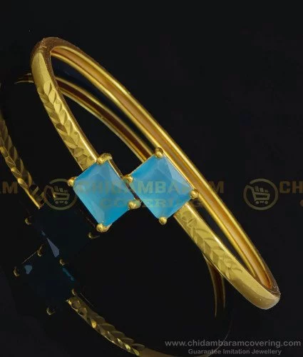 BLUE SAPPHIRE AD GOLD PLATED BANGLES  BRACELET  OSR Jewellers