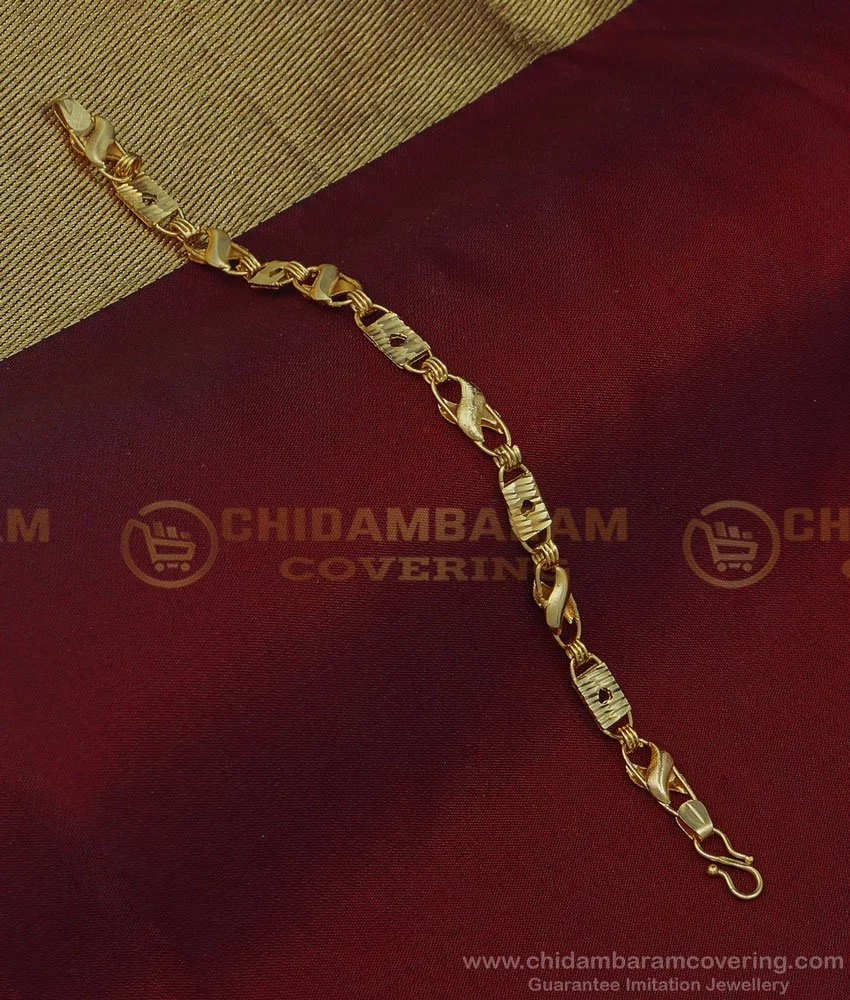 1 Gram Gold Nawabi 3 Line Delicate Design Gold Plated Bracelet for Men   Soni Fashion