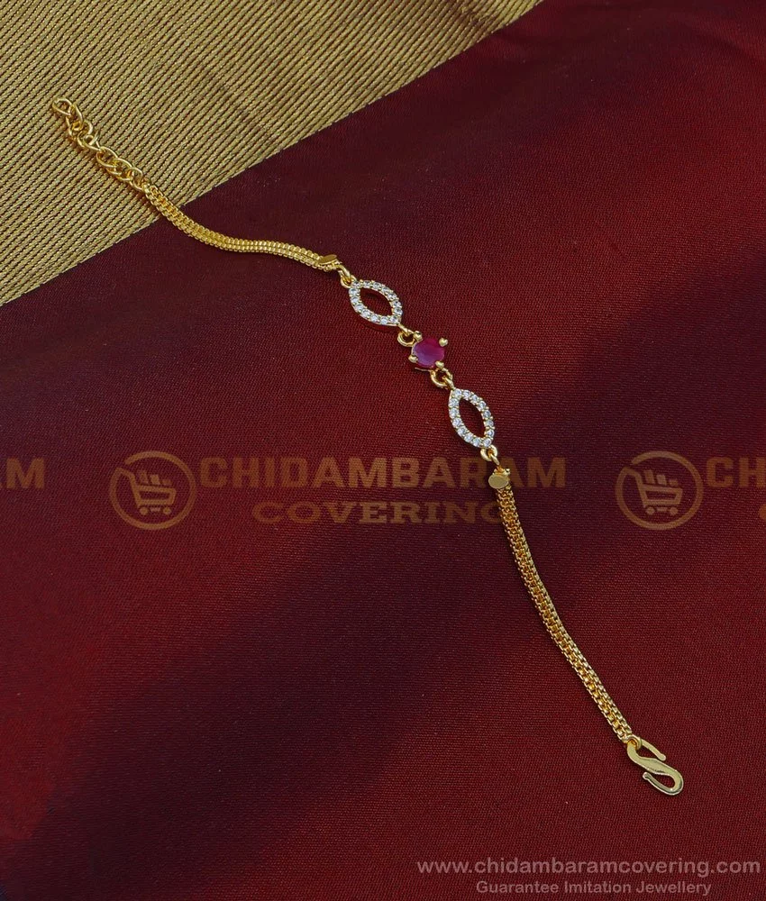 Buy Latest Gold Design Stone Bracelet 1 Gram Gold Plated Stylish Hand  Bracelet for Girls