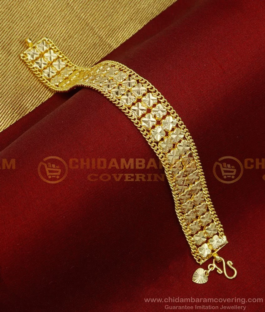 1 Gram Gold Forming  2 Line Best Quality Gold Plated Bracelet for Men   Soni Fashion