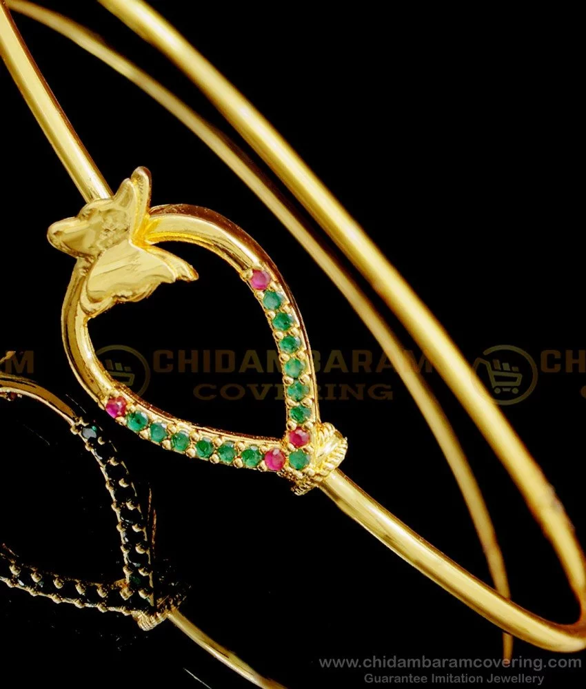 Buy Beautiful Ruby Emerald Stone Leaf Design Ladies Bracelet Imitation  Jewellery Online