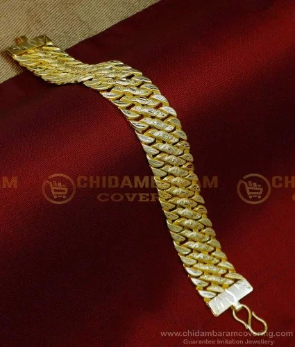 Buy Gold Plated Daily Wear Solid Chain Design Hand Bracelet for Men
