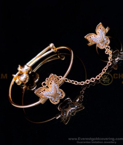 BCT515 - Butterfly Design Ring with Bracelet Gold for Baby Girl