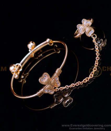 BCT516 - Rose Gold Adjustable Ring Bracelet Chain Kids Jewellery