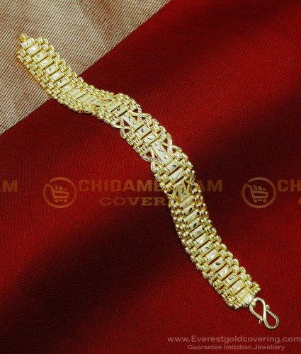 BCT563 - New Style Gents Broad Hand Chain Gold Bracelet Men