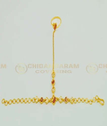 New Vrindavan Wedding Crystal Finger Ring Bracelets Gold Boho Rhinestone  Hand Chain Slave Hand Harness Bracelet