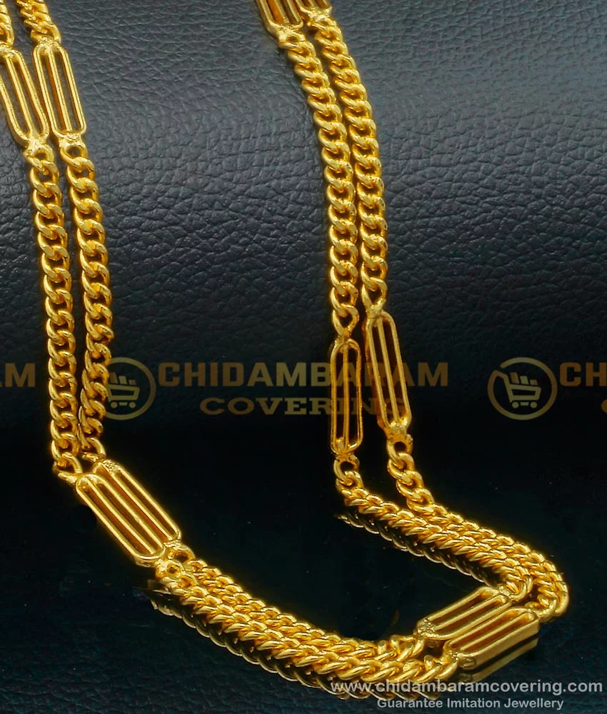 Buy Gold Plated Daily Use 2 Line Gold Chain Designs Rettai Vadam Chain ...