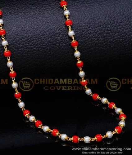 Red Coral Beads Single line Necklace Mala – Karizma Jewels