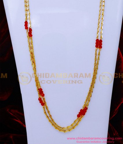 CHN335 - New Red Crystal Double Line Daily Use Chain Design for Women