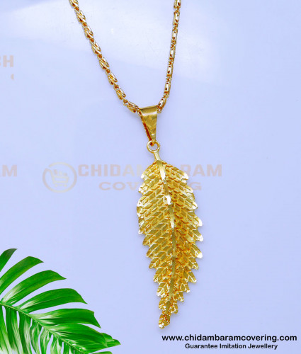 DCHN256 - Elegant Light Weight Leaf Design Pendant and Chain Gold