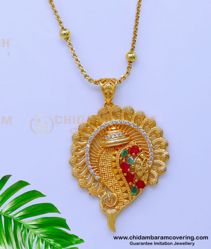 DCHN259 - Latest Ruby Emerald Sangu Model Pendant Chain Designs