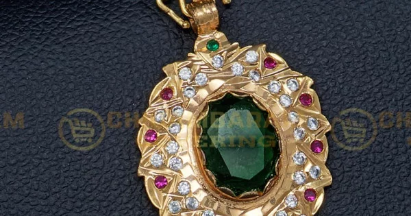 Buy Impon Green Stone Big Dollar with Chain One Gram Gold Five Metal  Jewellery