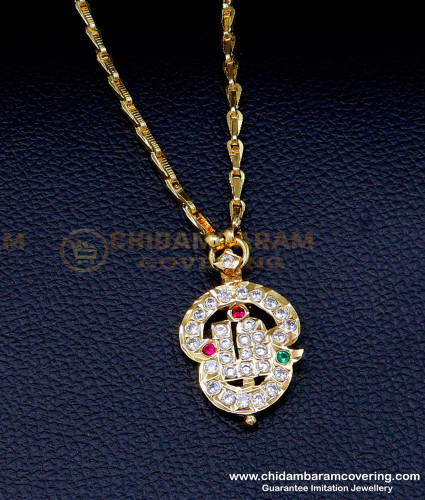 DLR269 - Impon Daily Wear Stone Om Dollar Chain Gold Design