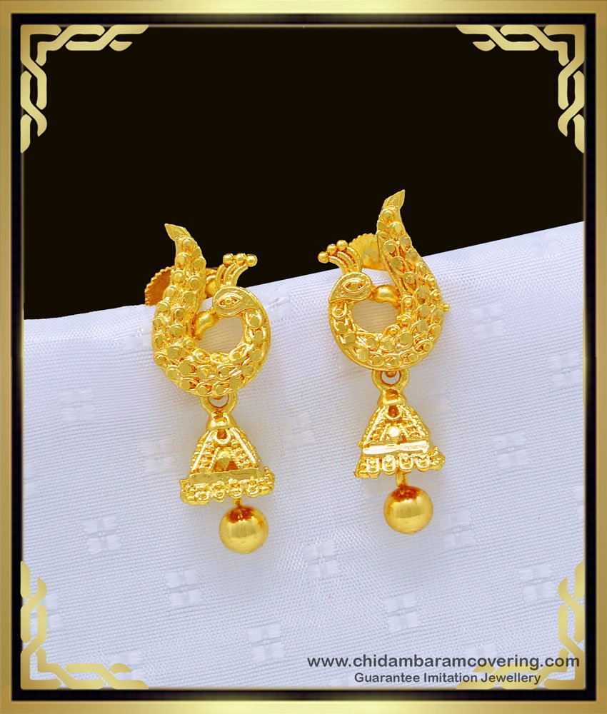 Buy Elegant Peacock Design Earring with Mini Jhumkas One Gram Gold ...