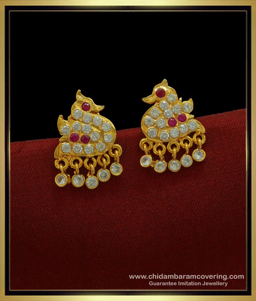 Round Diamond and Yellow Gold Swan Clip Earrings - Charles Schwartz & Son