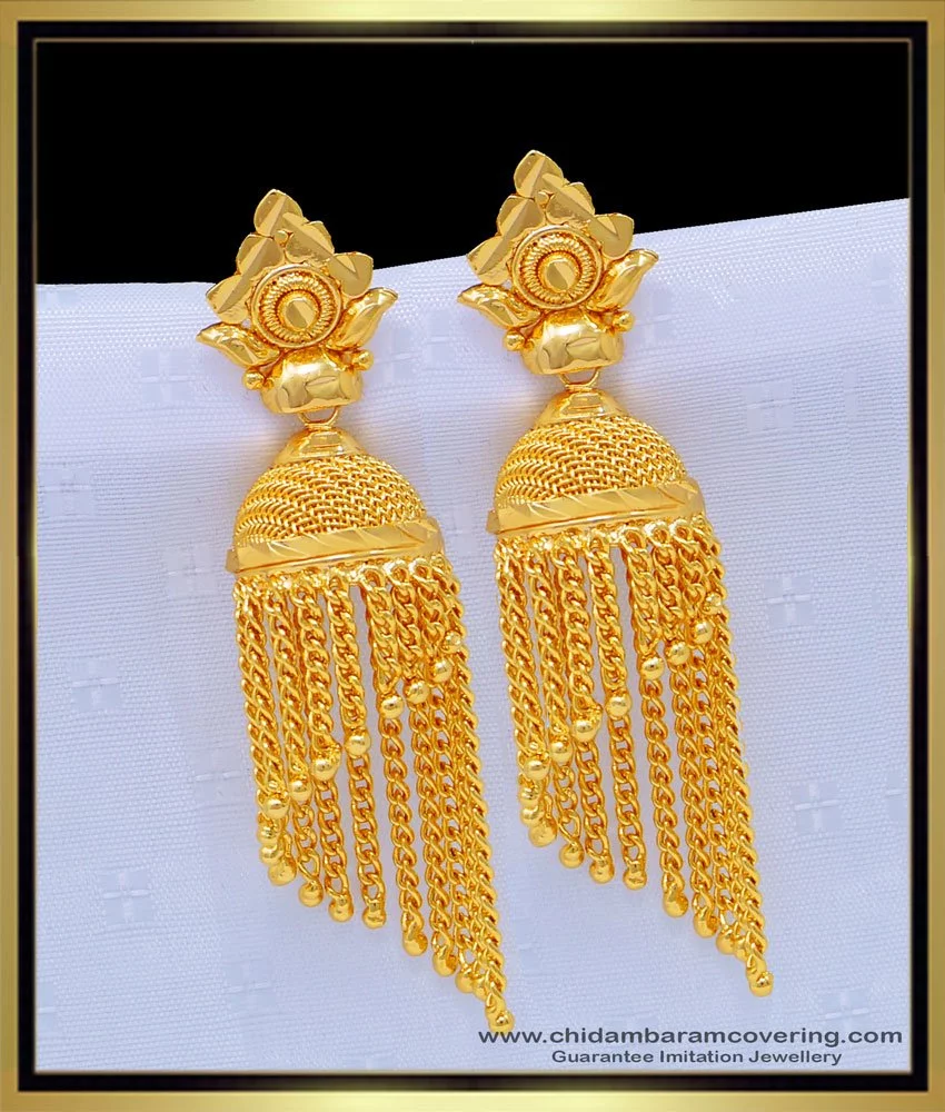 22k Gold ChainChandbali Jhumka Earring Designs with Weight and Price  TheFashionPlus  YouTube