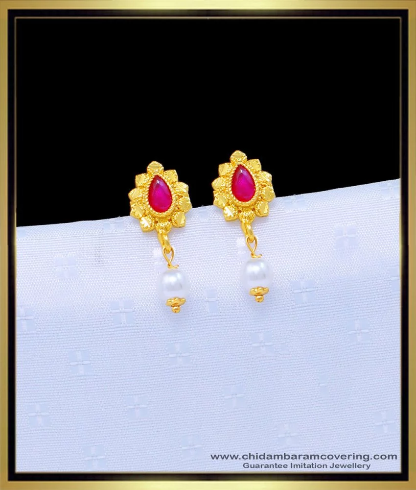 Buy quality Floral gold cutout with three lines drop earrings 0top174 in  Pune