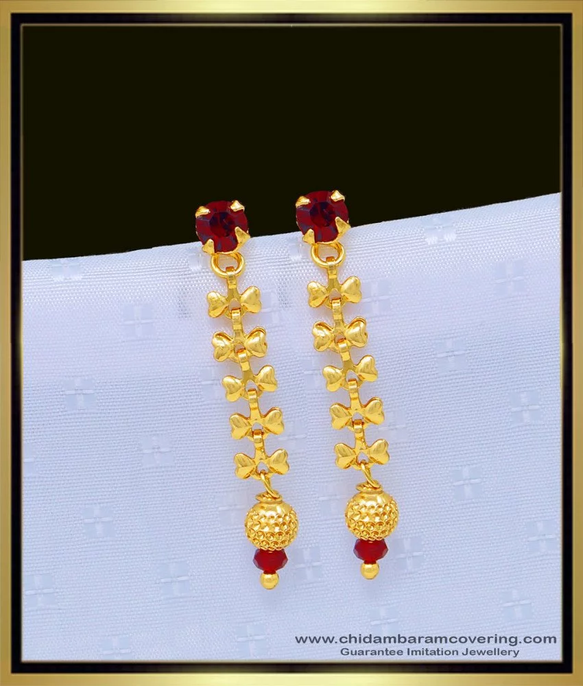 Gold Earrings With Pearl Hanging - Lagu Bandhu