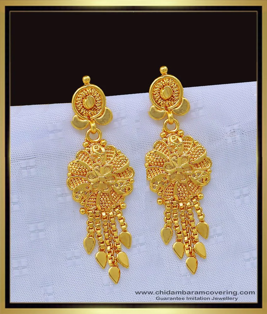 Rosaria Gold Dangler Earrings  Jewelry Online Shopping  Gold Studs   Earrings